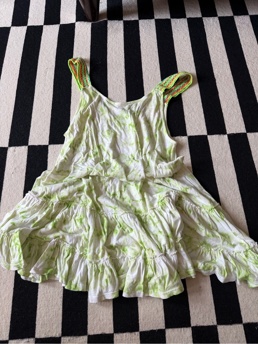 Pitusa Green Tie-Dye Ruffle Tank Top